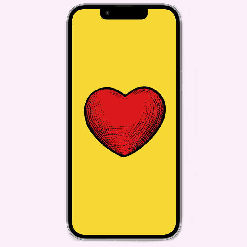 A smartphone with a beating heart on the screen